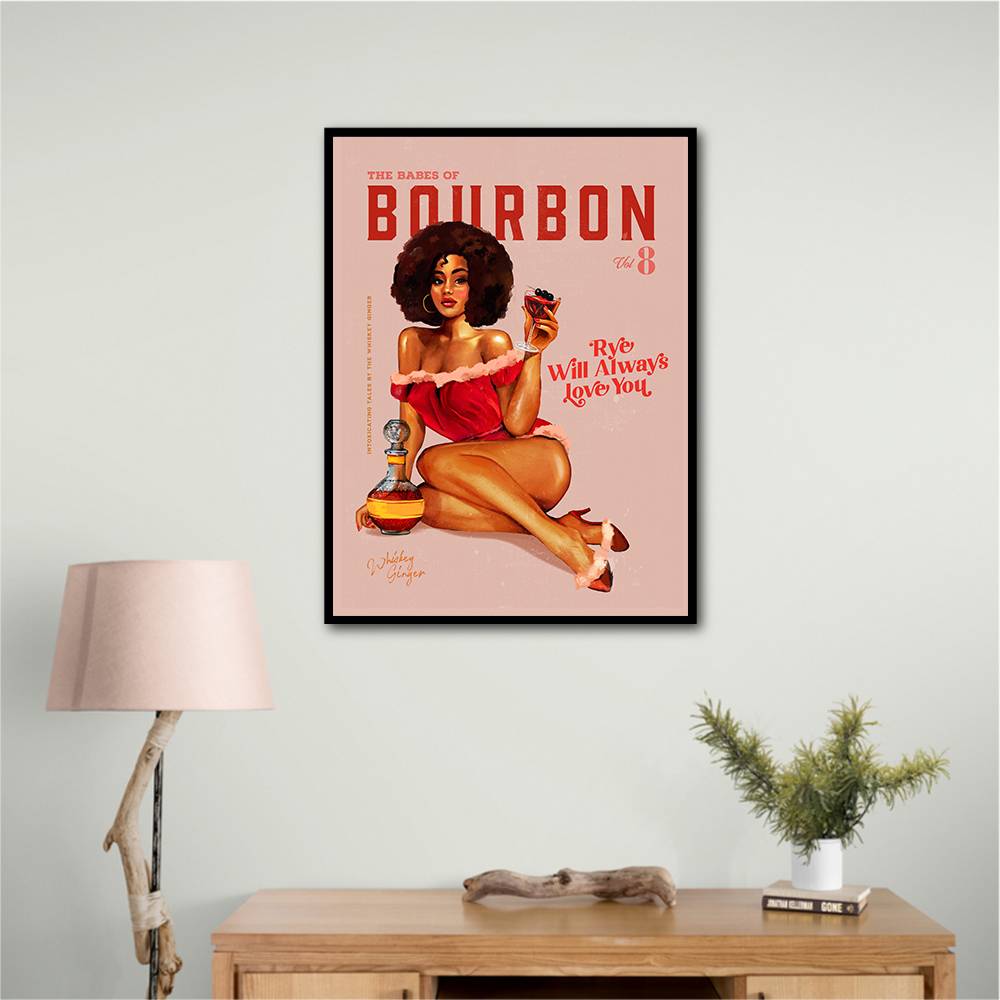 Babes Of Bourbon Vol 8 Vintage Pinup Girl With Afro Wall Art