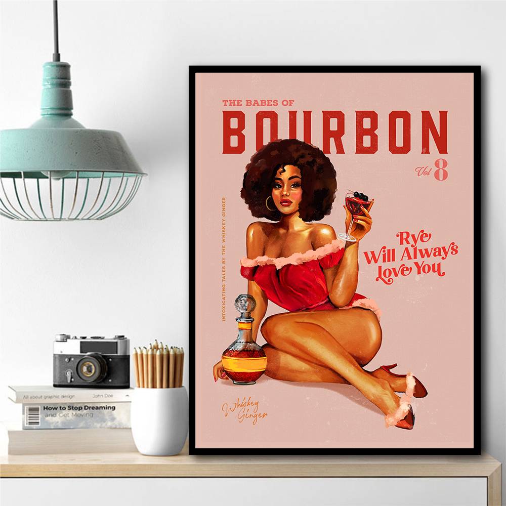 Babes Of Bourbon Vol 8 Vintage Pinup Girl With Afro Wall Art