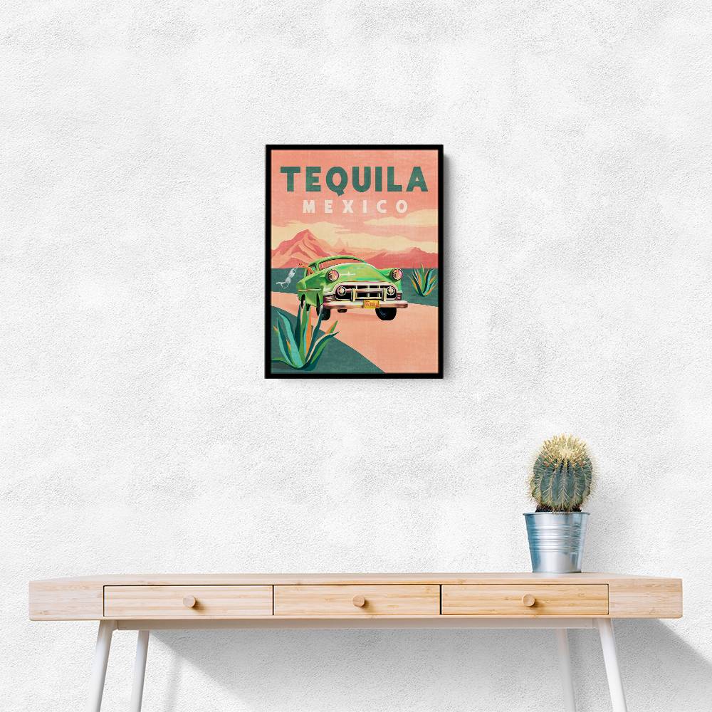 Tequila Mexico Colorful Vintage Travel Poster Wall Art