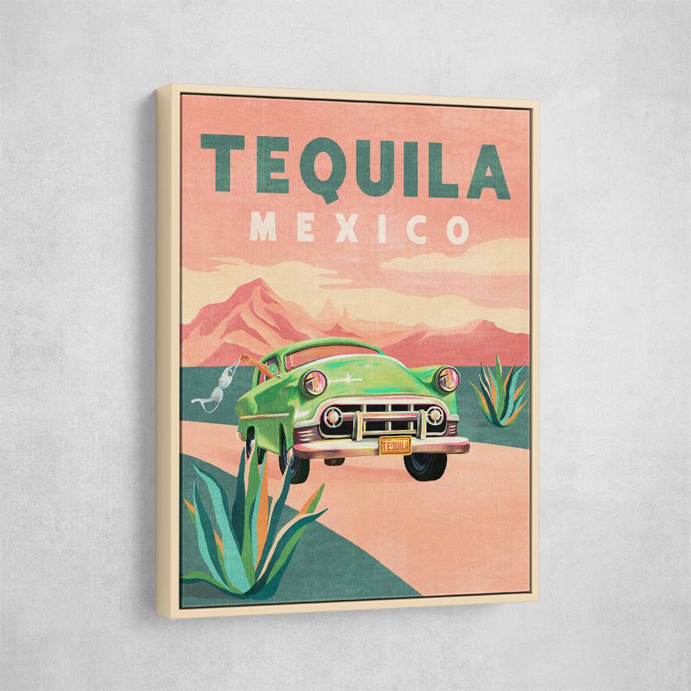 Tequila Mexico Colorful Vintage Travel Poster Wall Art