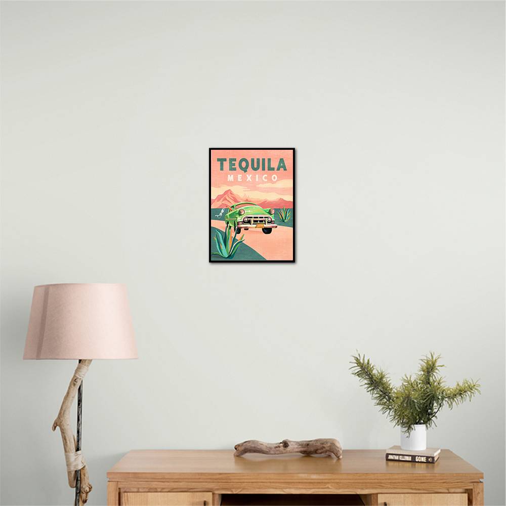 Tequila Mexico Colorful Vintage Travel Poster Wall Art