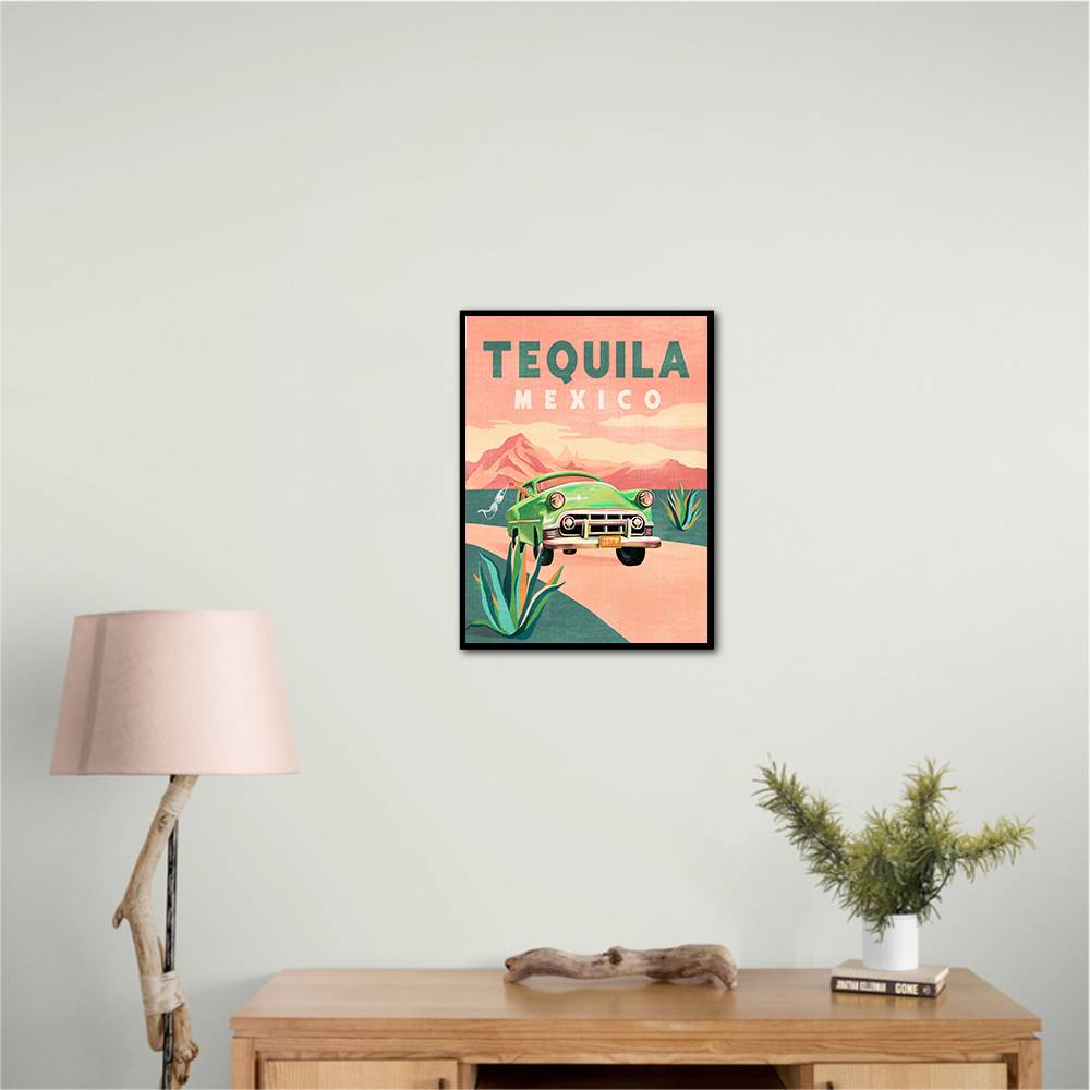 Tequila Mexico Colorful Vintage Travel Poster Wall Art