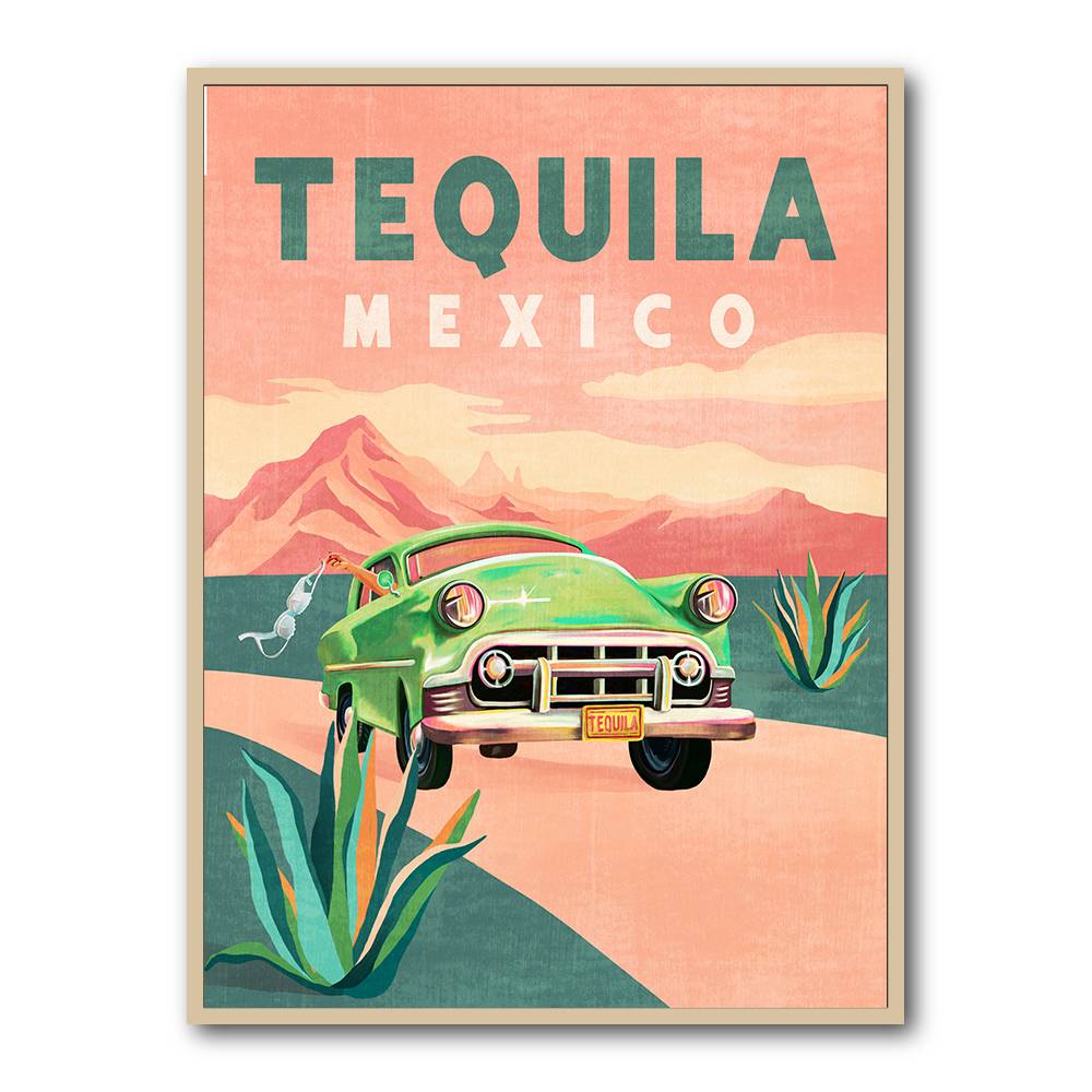 Tequila Mexico Colorful Vintage Travel Poster Wall Art