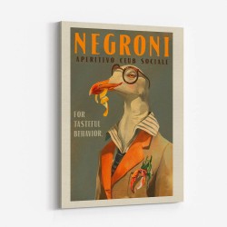 Vintage Art Deco Negroni Poster Of A Fancy Seagull Wall Art