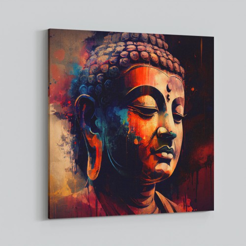 Buddha Head Abstract Color 2 Square Wall Art