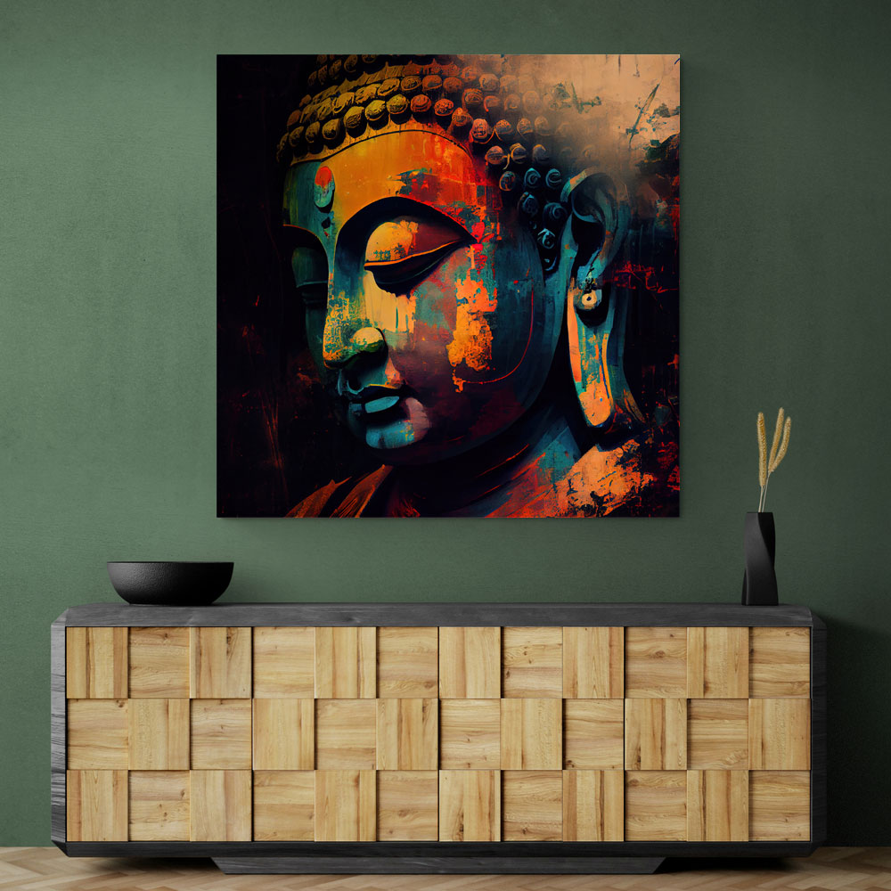 Buddha Head Abstract Color 4 Wall Art