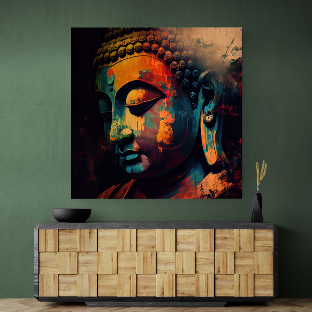 Buddha Head Abstract Color 4 Wall Art