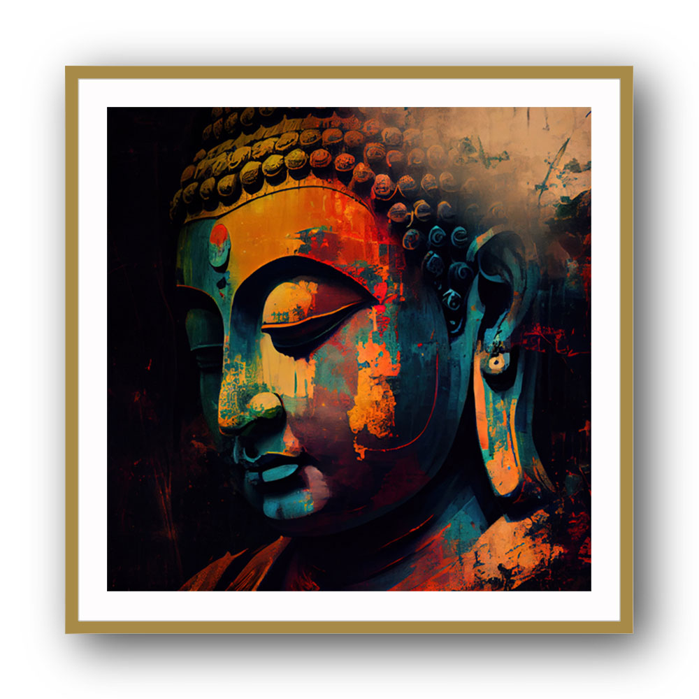 Buddha Head Abstract Color 4 Wall Art