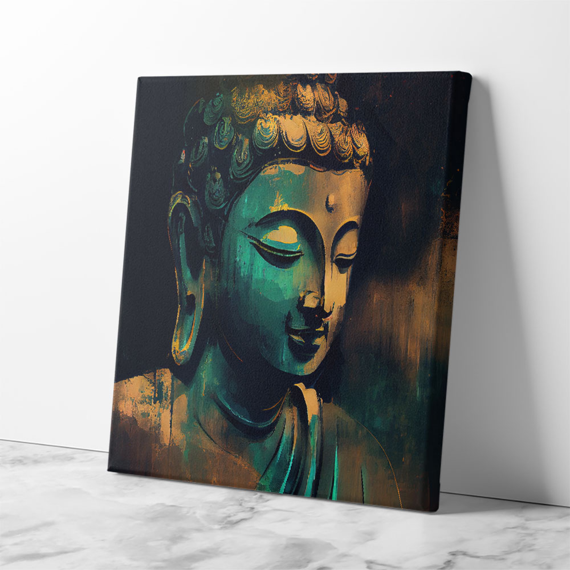 Buddha Head Abstract Color 7 Square Wall Art