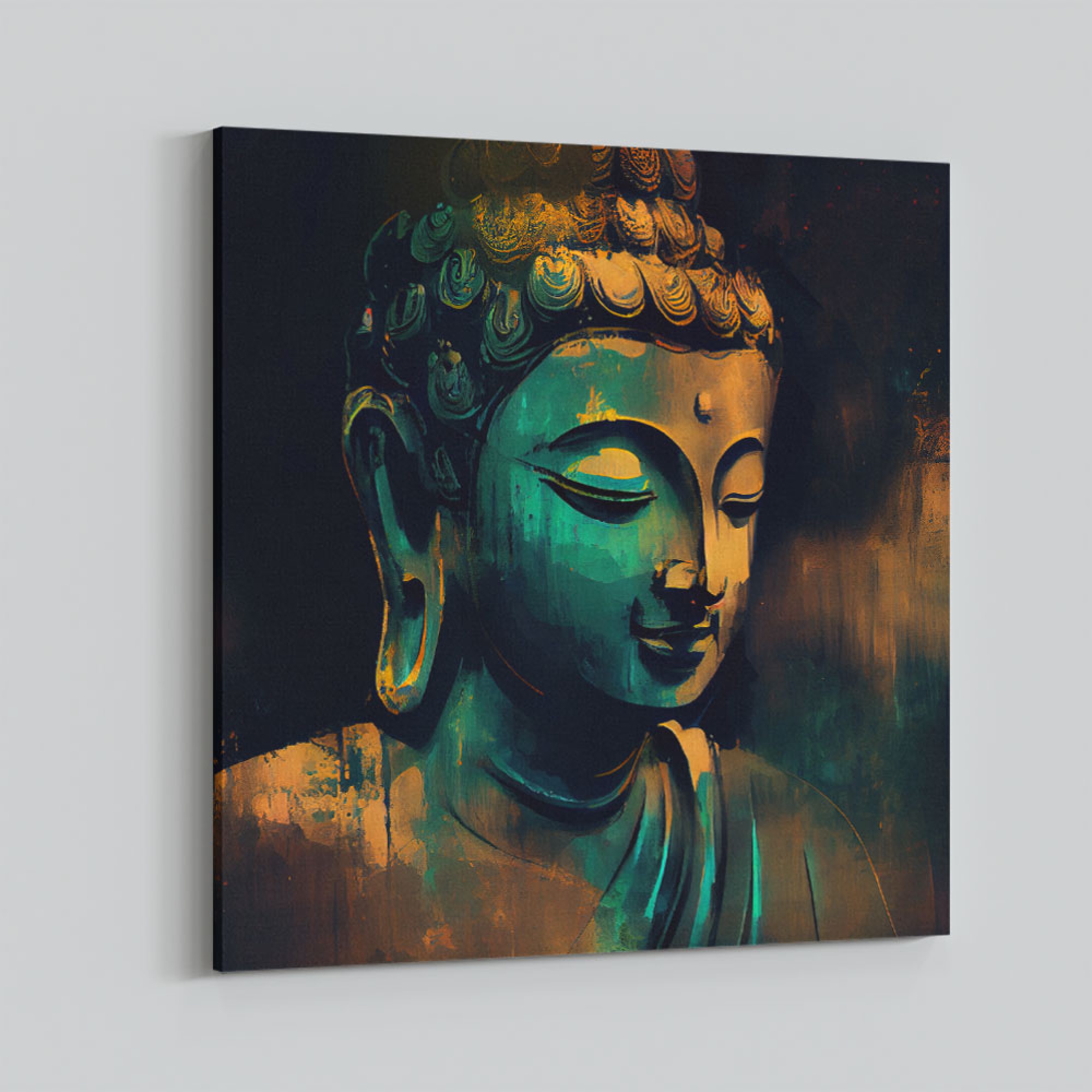 Buddha Head Abstract Color 7 Square Wall Art