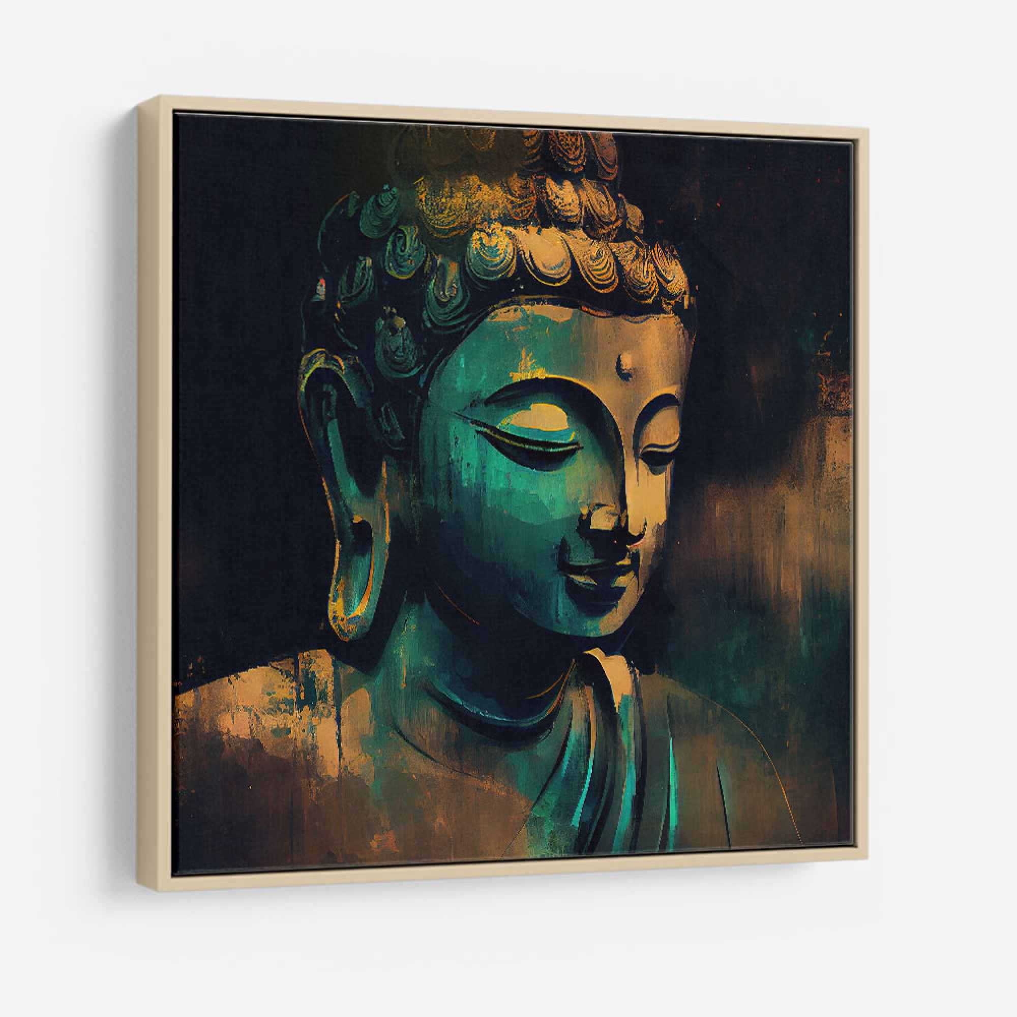 Buddha Head Abstract Color 7 Square Wall Art