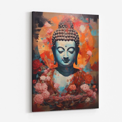 Buddha Head Abstract Color 2 Square Wall Art