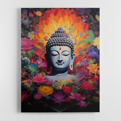 Buddha Head Abstract Color 2 Square Wall Art