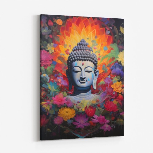 Buddha Head Abstract Color 2 Square Wall Art