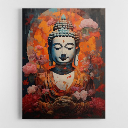 Buddha Head Abstract Color 2 Square Wall Art