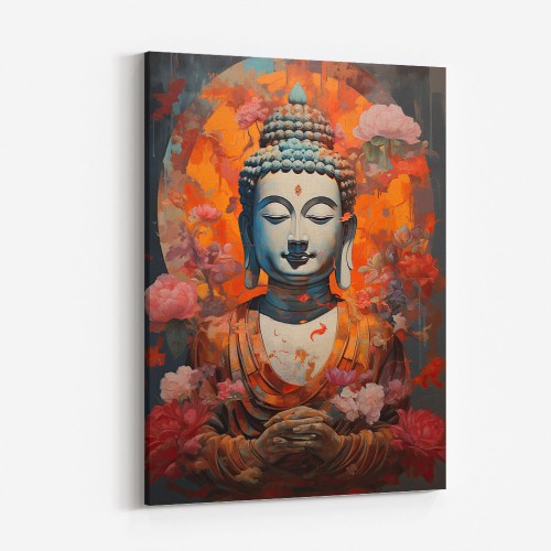 Buddha Head Abstract Color 2 Square Wall Art