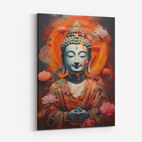 Buddha Head Abstract Color 2 Square Wall Art