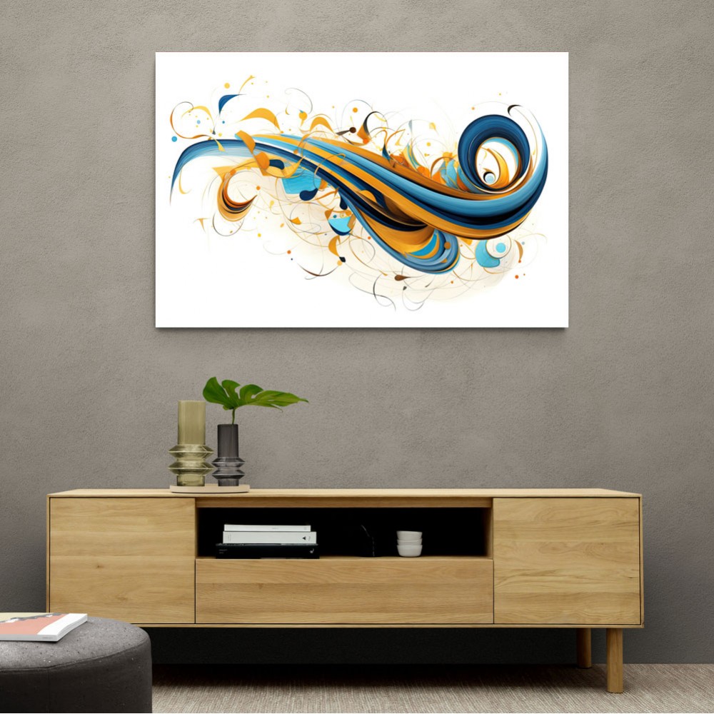 Blue and Gold Calligraphy Wall Art