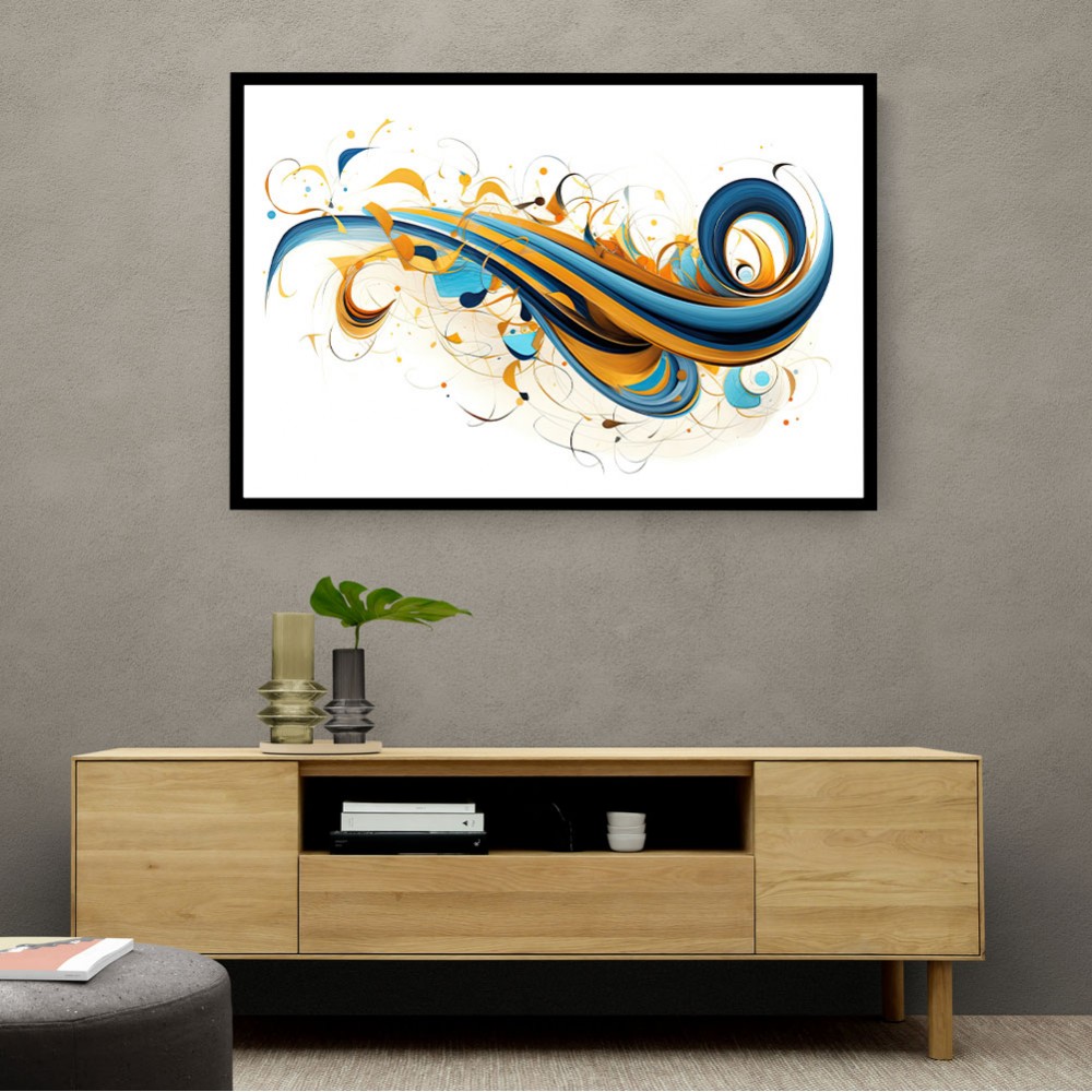 Blue and Gold Calligraphy Wall Art