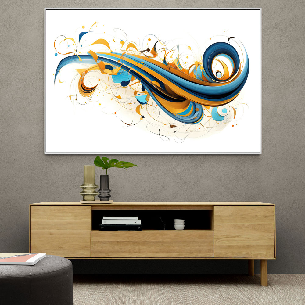 Blue and Gold Calligraphy Wall Art