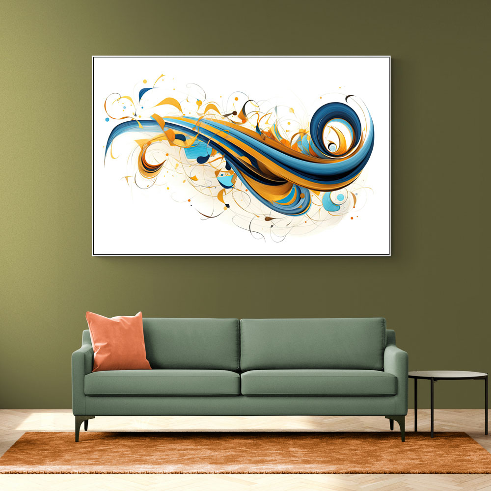 Blue and Gold Calligraphy Wall Art