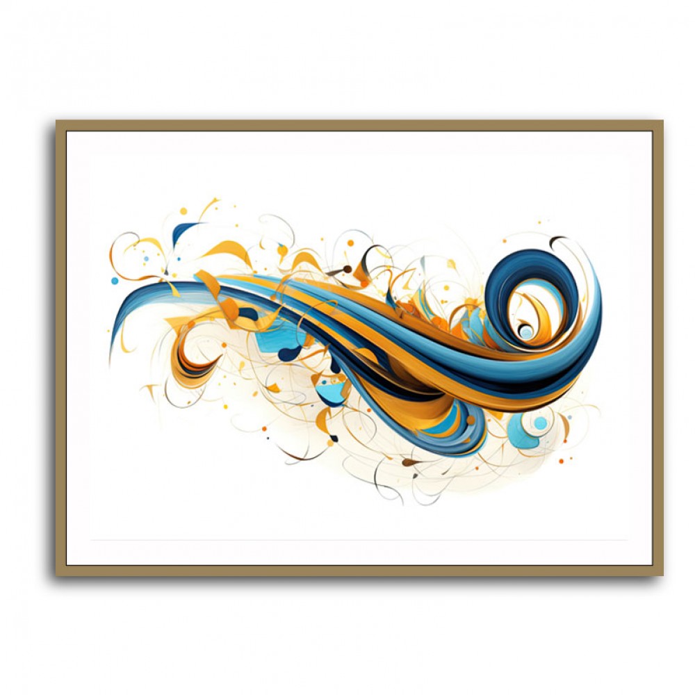 Blue and Gold Calligraphy Wall Art