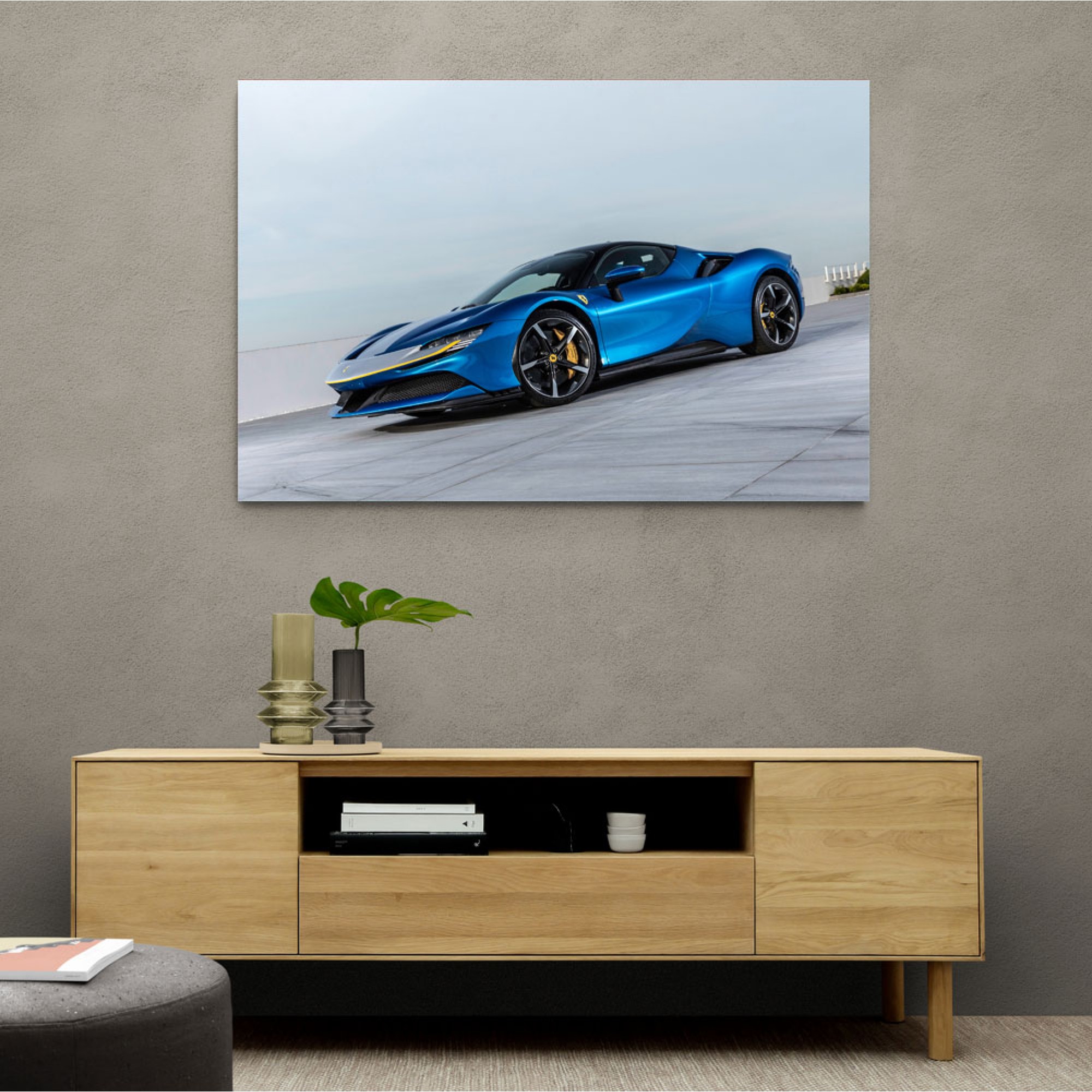 Ferrari SF90 Stradale Blue Wall Art