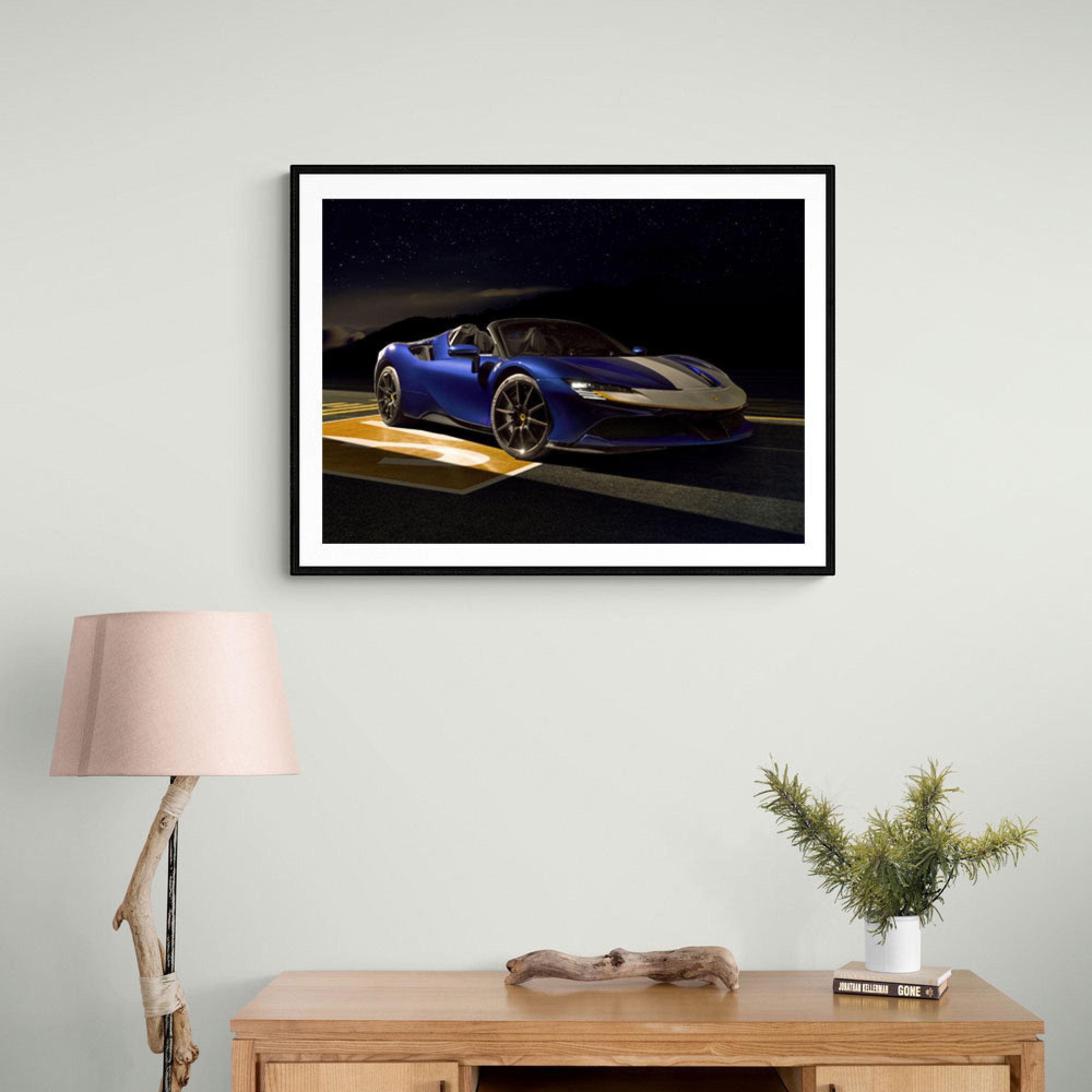 Ferrari SF90 Spider Blue 2 Wall Art