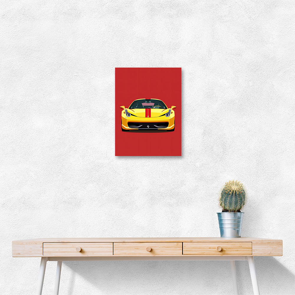 Ferrari 458 Yellow on Red Poster