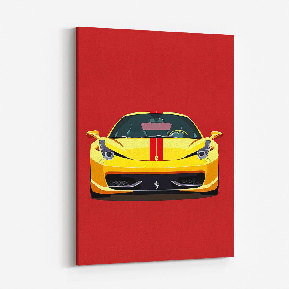 Ferrari 458 Yellow on Red Poster