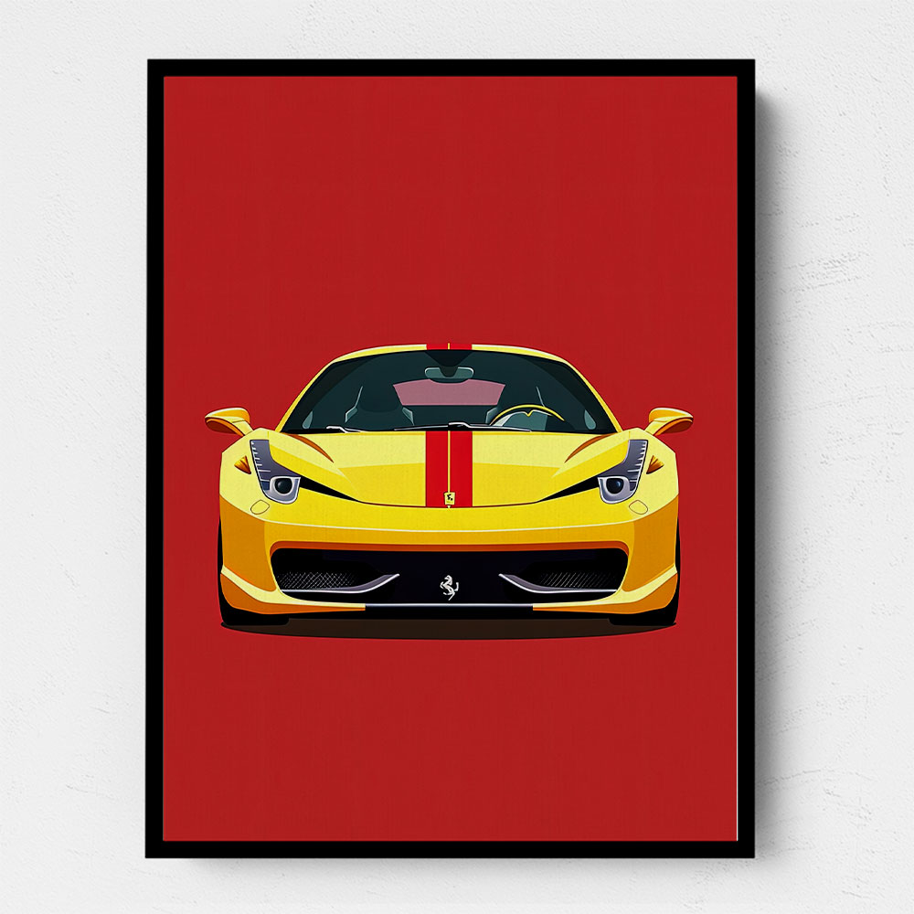 Ferrari 458 Yellow Poster Style Wall Art