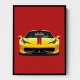 Ferrari 458 Yellow on Red Poster