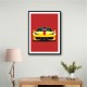 Ferrari 458 Yellow on Red Poster