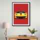 Ferrari 458 Yellow on Red Poster