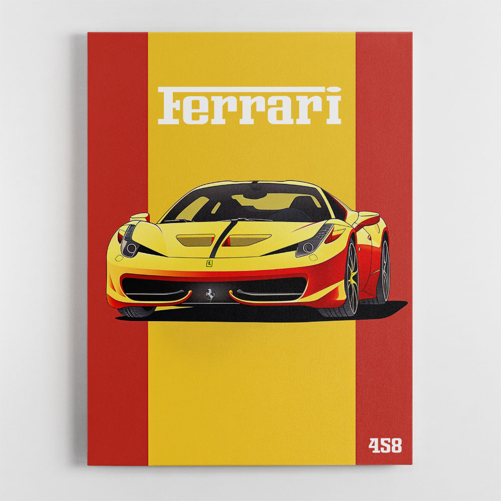 Ferrari 458 Yellow Poster Style Wall Art