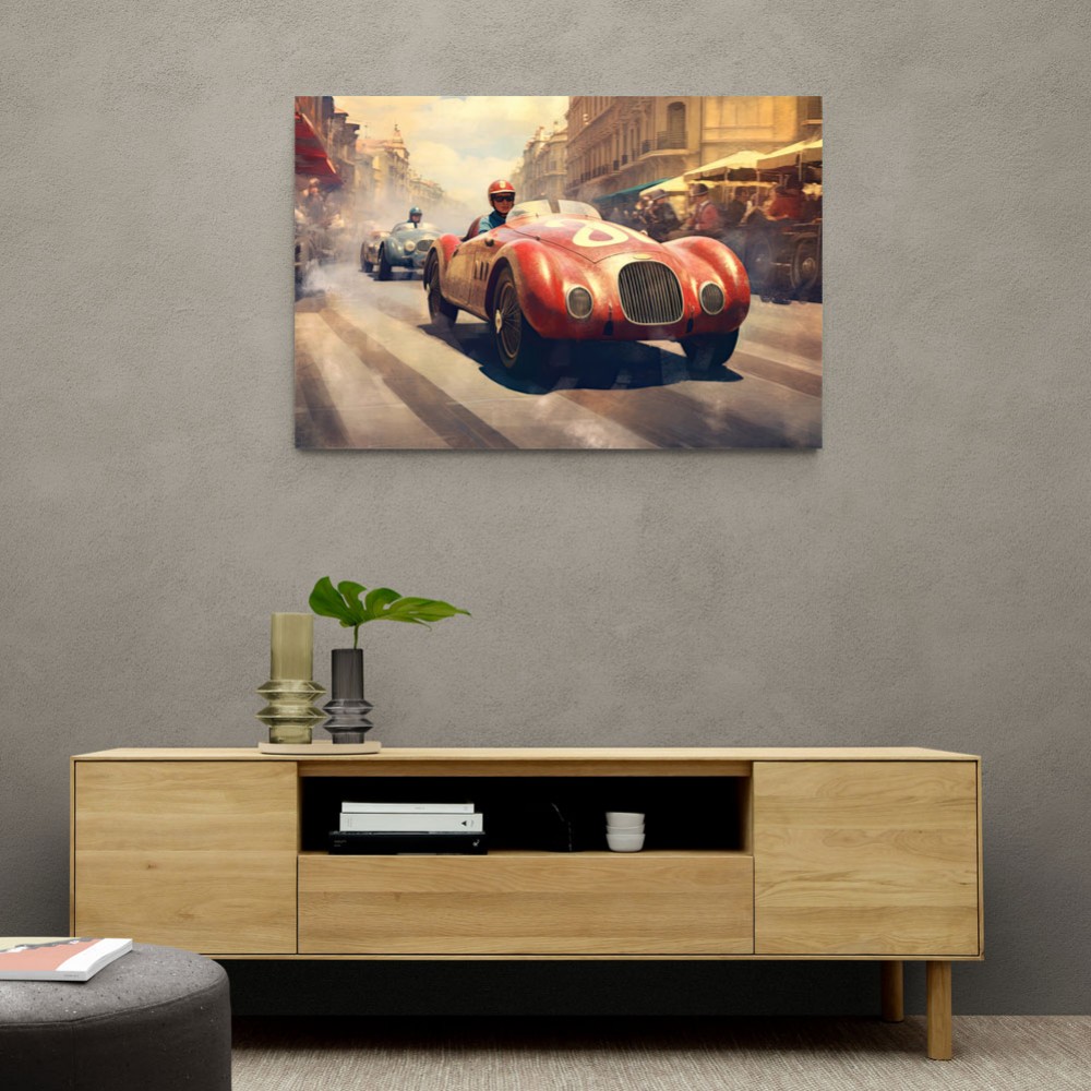 Vintage Le Mans Red Racing Car Wall Art