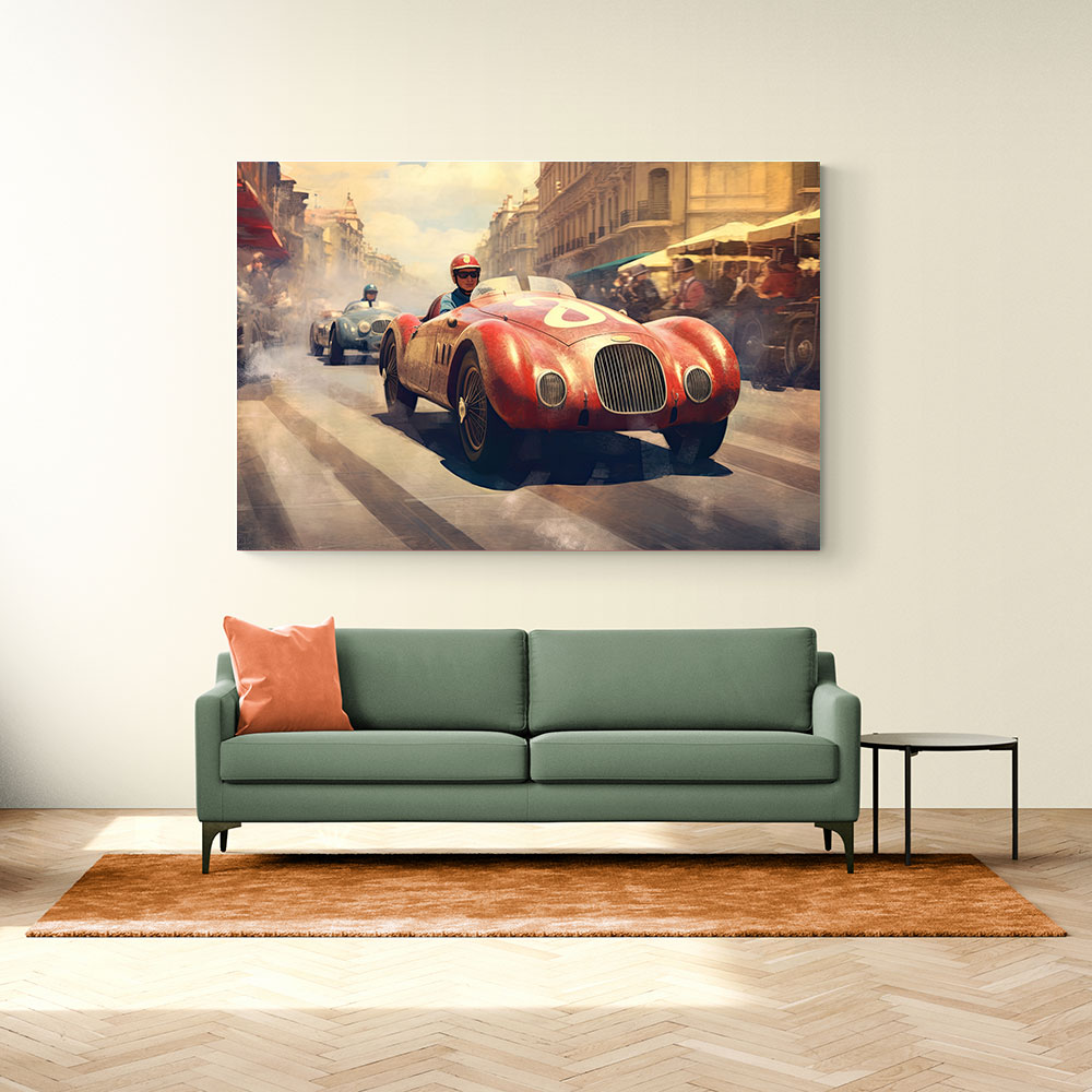 Vintage Le Mans Red Racing Car Wall Art