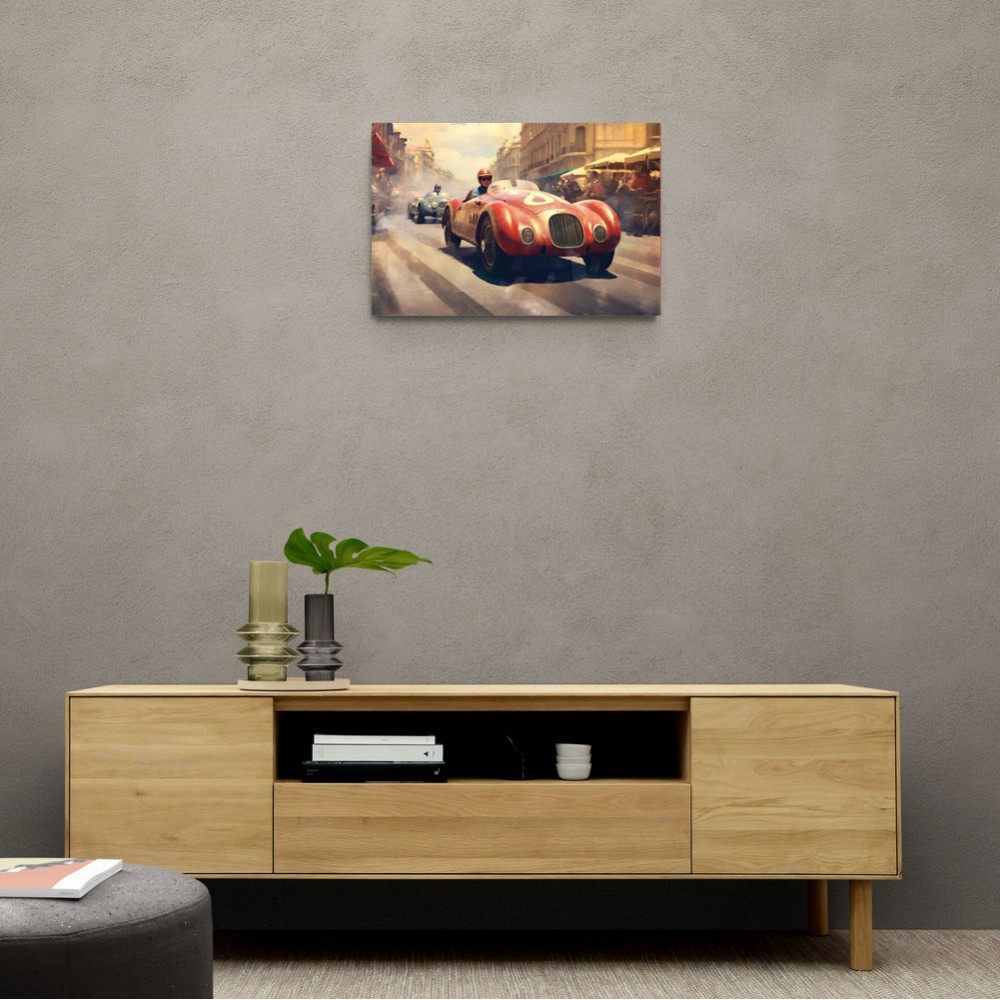 Vintage Le Mans Red Racing Car Wall Art