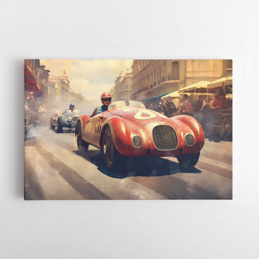 Vintage Le Mans Red Racing Car Wall Art