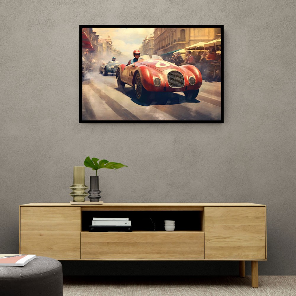 Vintage Le Mans Red Racing Car Wall Art