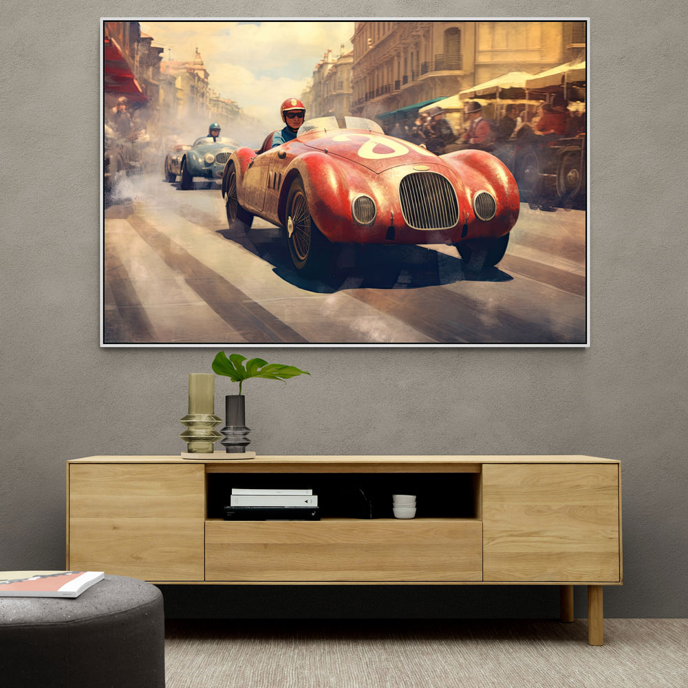 Vintage Le Mans Red Racing Car Wall Art