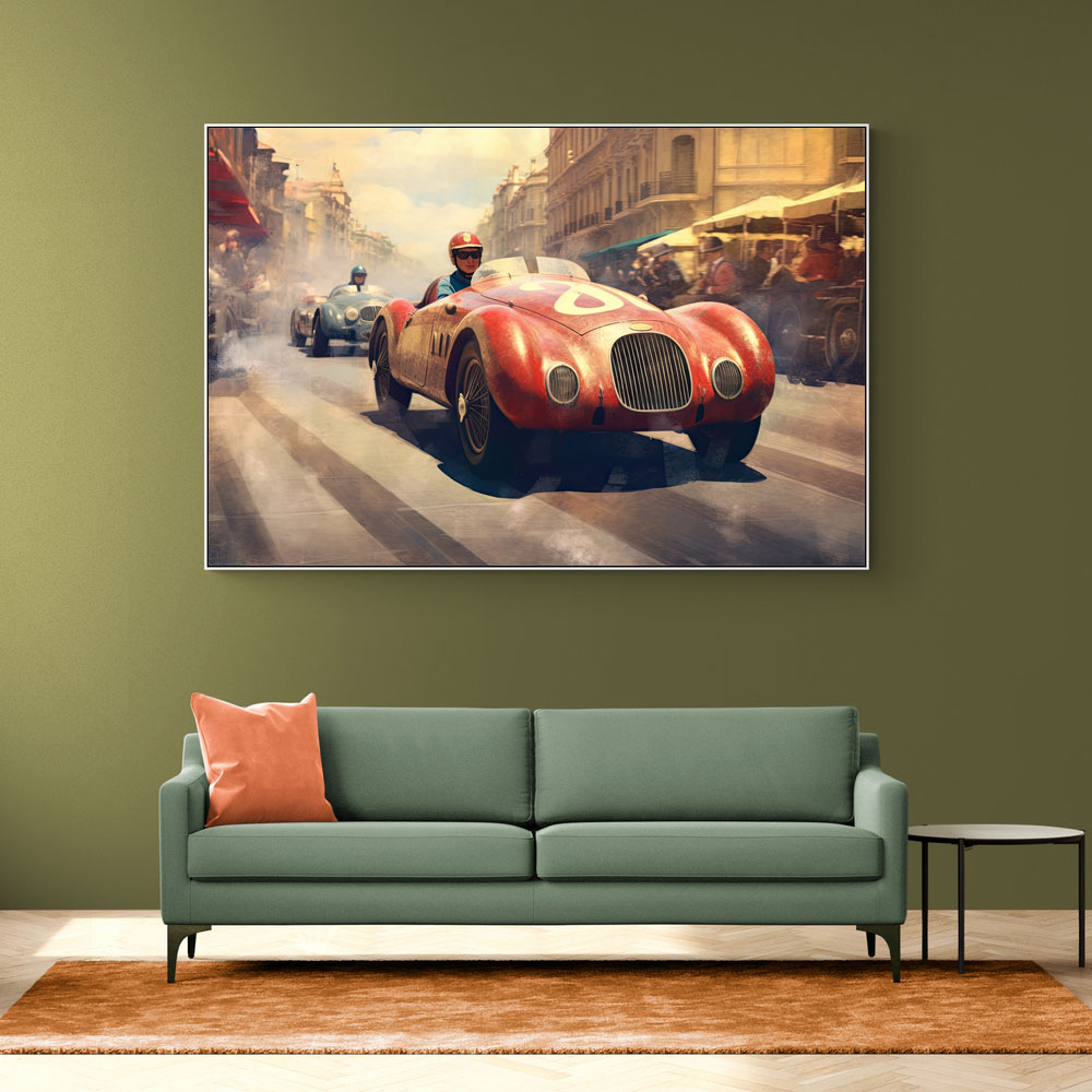 Vintage Le Mans Red Racing Car Wall Art