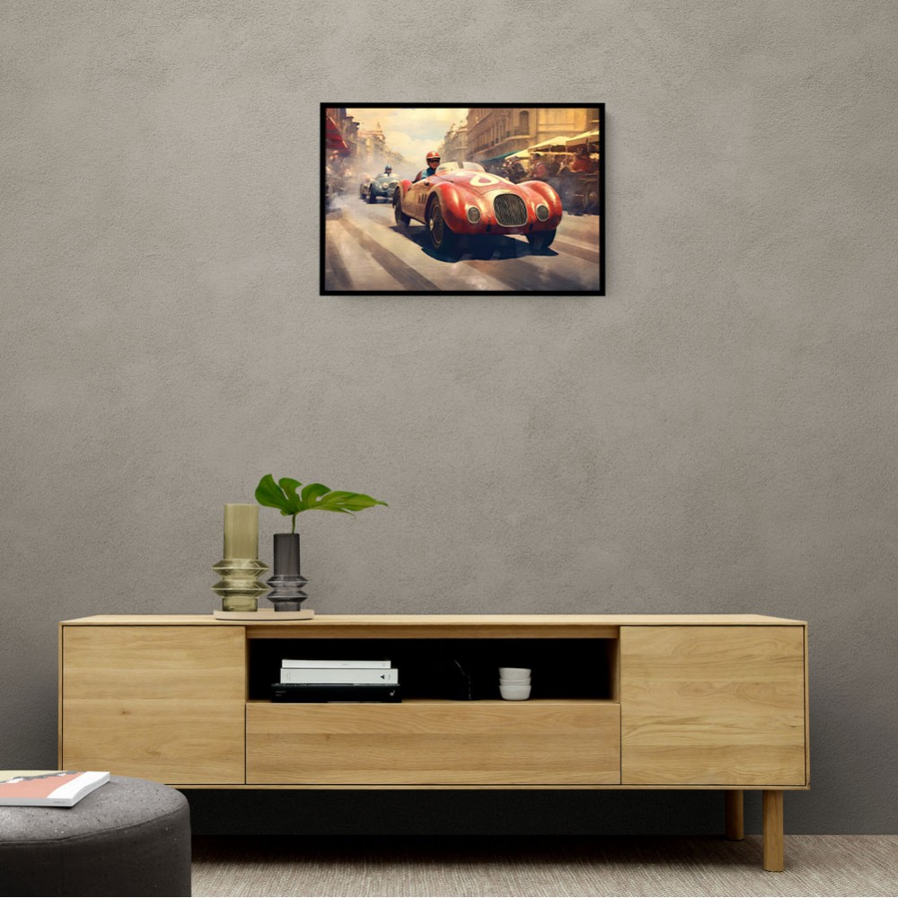 Vintage Le Mans Red Racing Car Wall Art