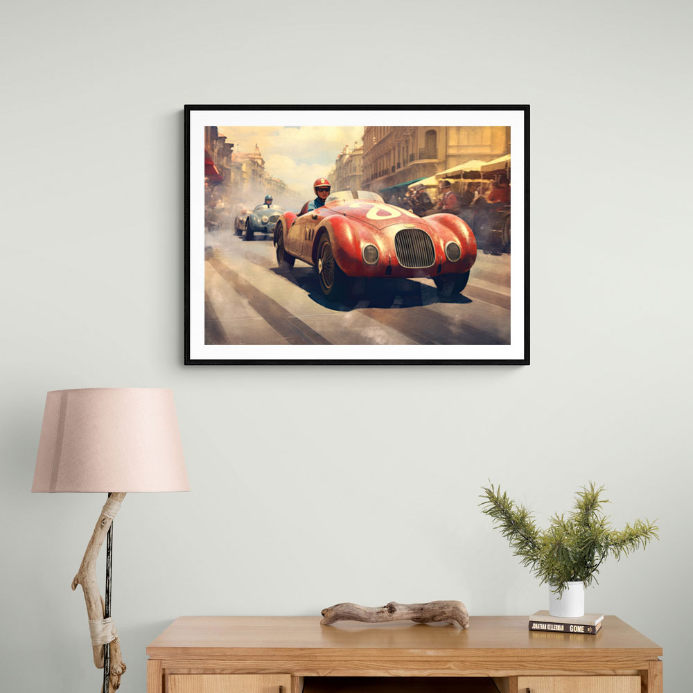 Vintage Le Mans Red Racing Car Wall Art