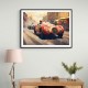 Vintage Le Mans Red Racing Car Wall Art