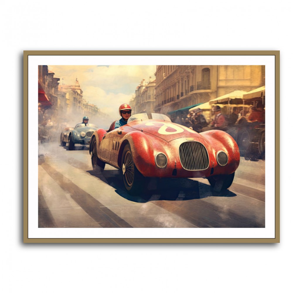 Vintage Le Mans Red Racing Car Wall Art