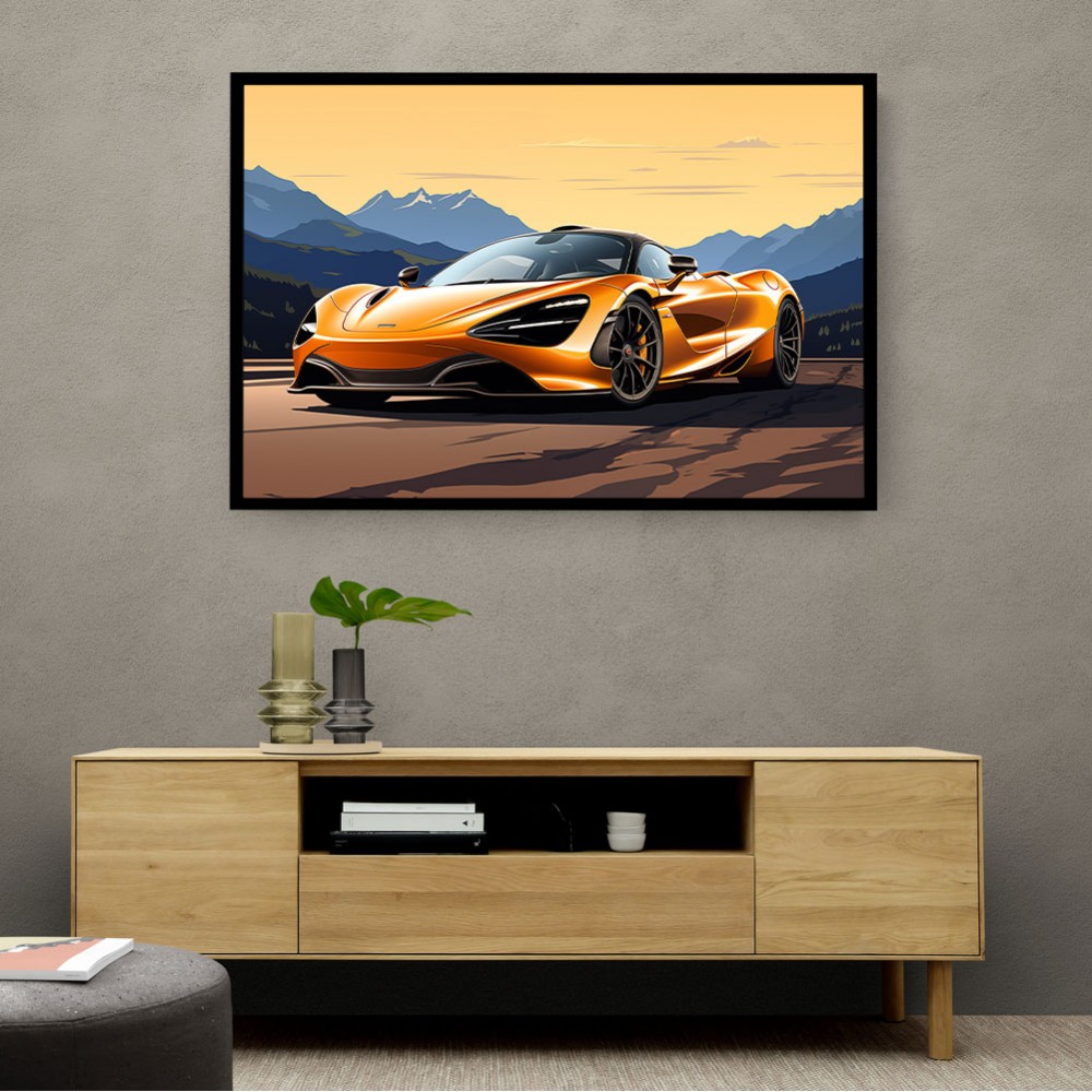 McLaren 720s Yellow Cartoon Style Wall Art