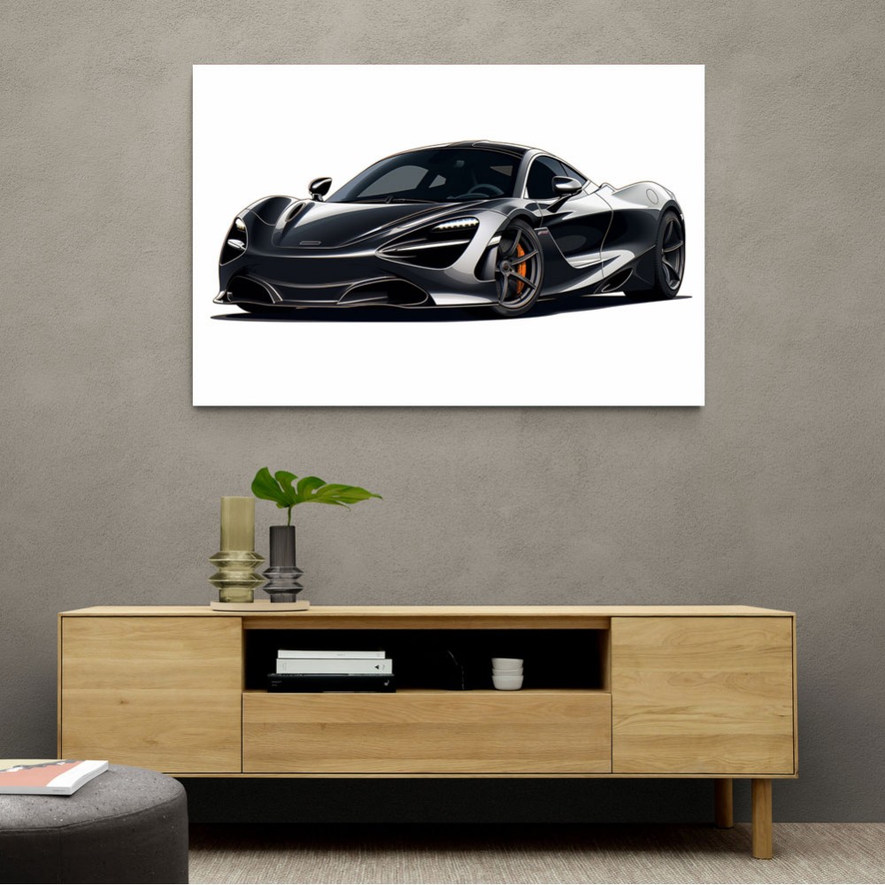 McLaren 720s Black Illustration Style Wall Art