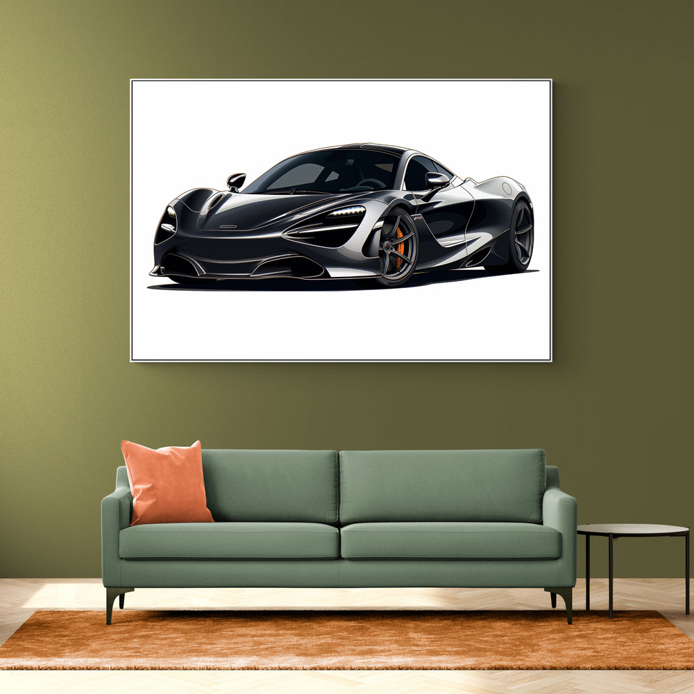 McLaren 720s Black Illustration Style Wall Art