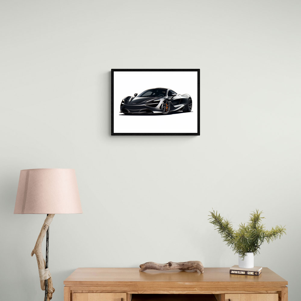 McLaren 720s Black Illustration Style Wall Art